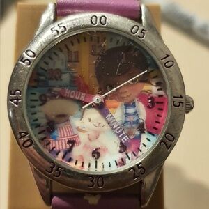 🦋10/$20🦋 Accutime Silver/Purple  Leather Cartoon Girl's Time Teaching Watch